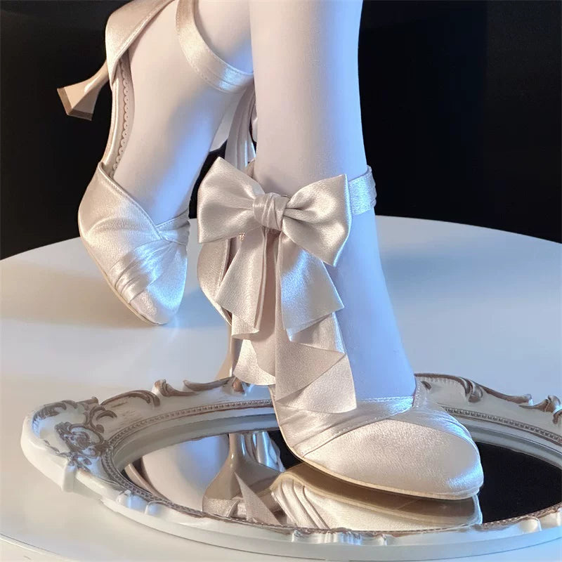 Coronation - Classic Lolita Wine Glass Shaped Heels Shoes, Detachable Bow 45310:843356