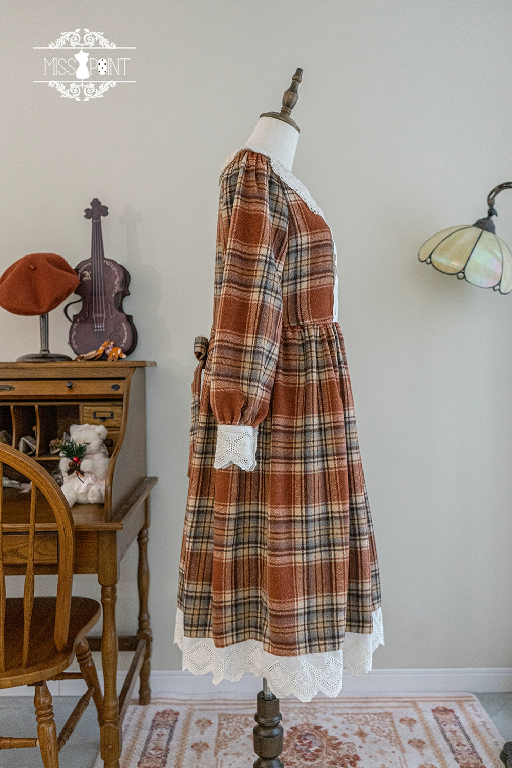 (BFM)Miss Point~Fat Fox in the Forest~Customized Lolita OP Dress Plaid Loose Daily Dress 37590:562882