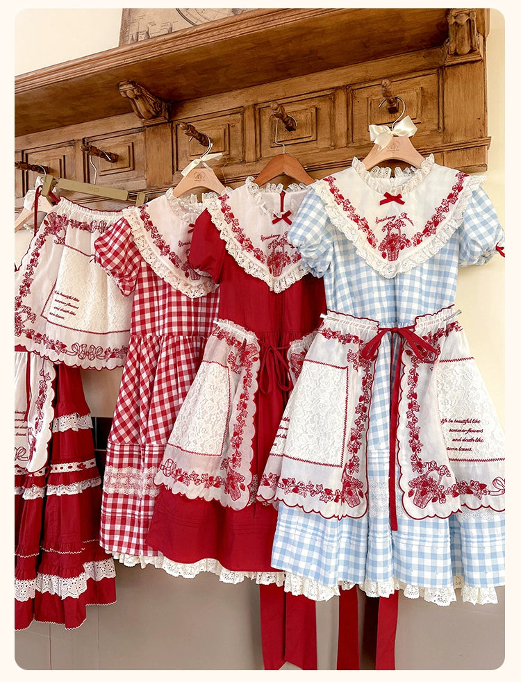 Flower and Pearl Box - Strawberry Basket - Country Lolita Dress Plaid Summer Spring Dress 35676:497900