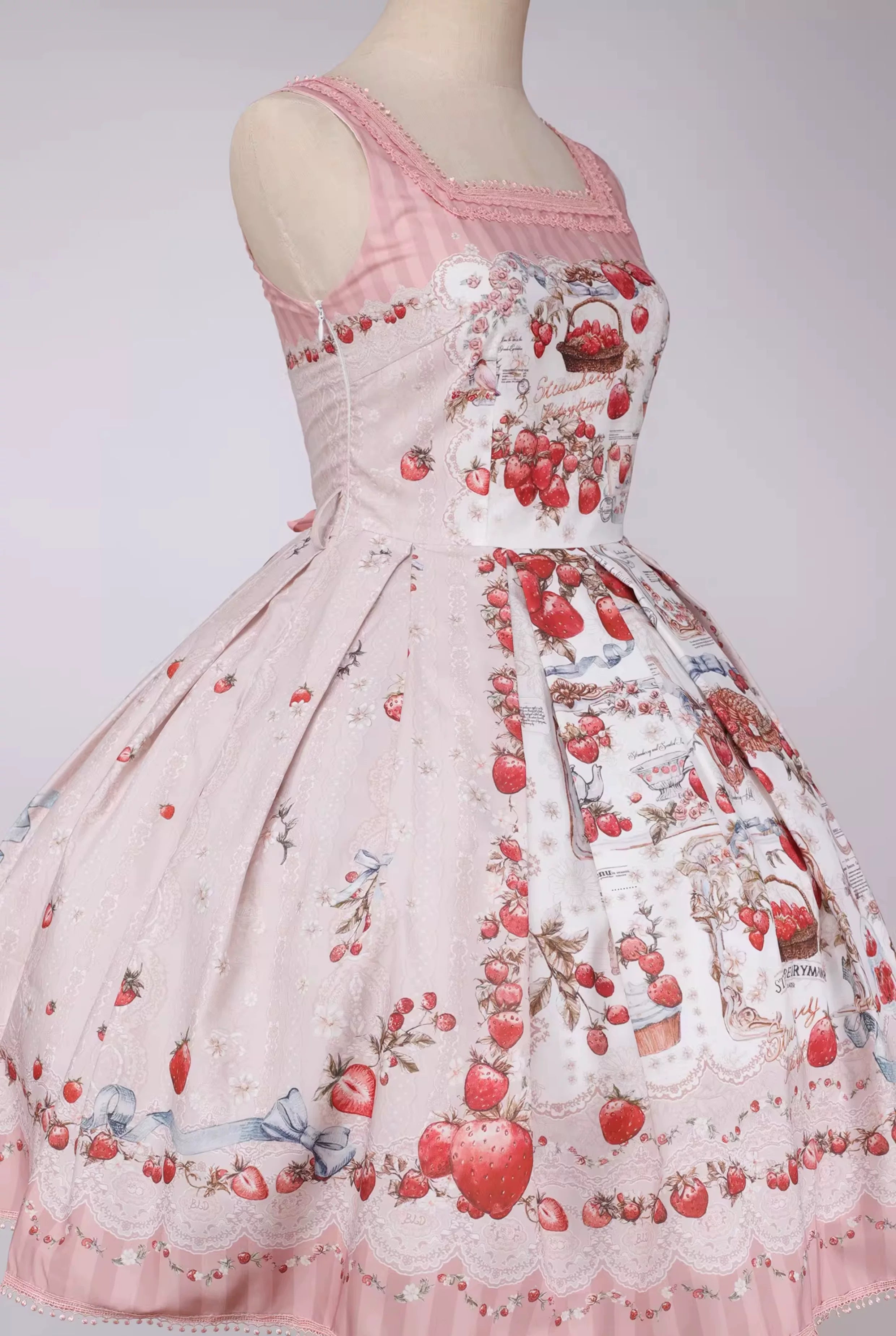 Strawberry Manor - Printed Sweet Lolita JSK Dress, Box Pleats 45025:832940
