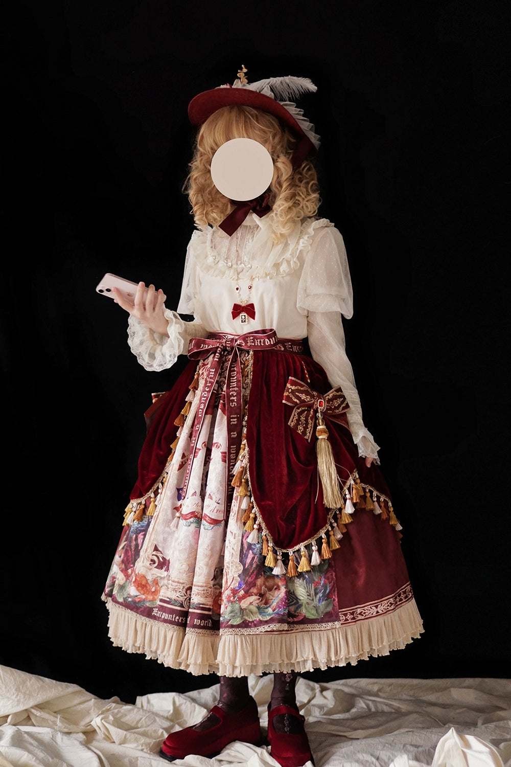 Miss Point~Kaleidoscope~Classical Lolita Shirt Dot Gauze Detachable Puff Sleeve Blouse Customized 35392:488828