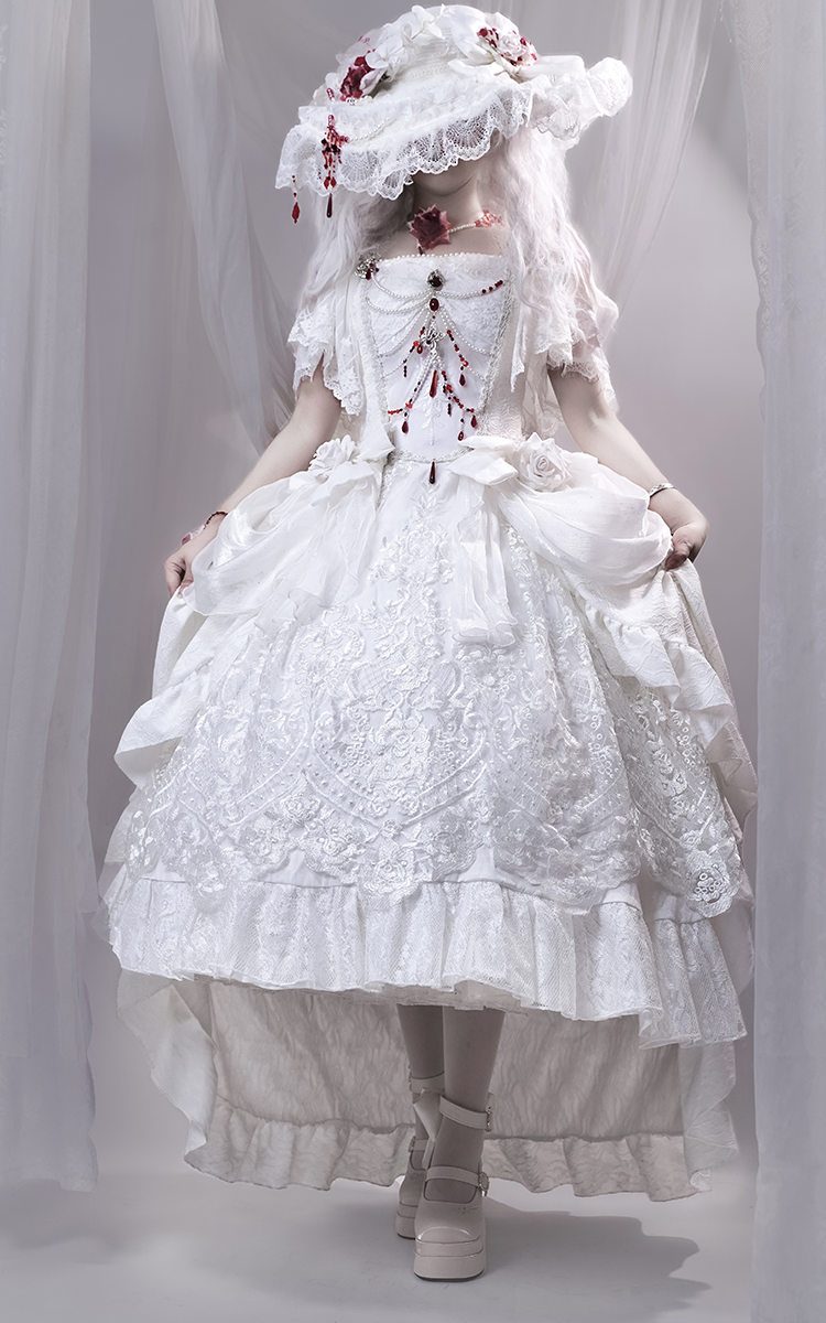 Dreamland - Floating Dream Lily - Elegant Lolita High Heel Shoes, Detachable Bow 39502:621934