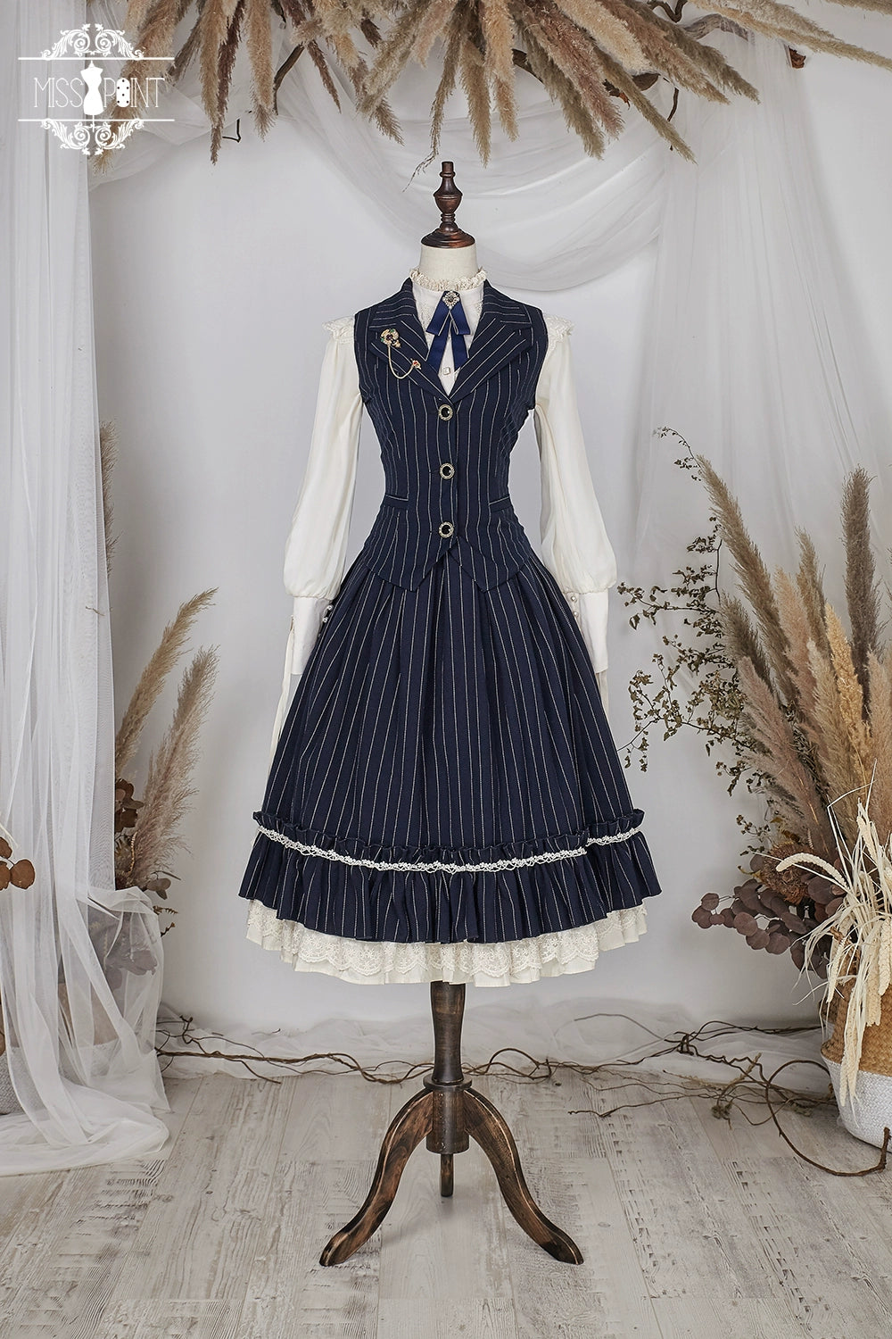 Miss Point~Rose Doll~Elegant Lolita Striped Fishbone Skirt 32524:385120