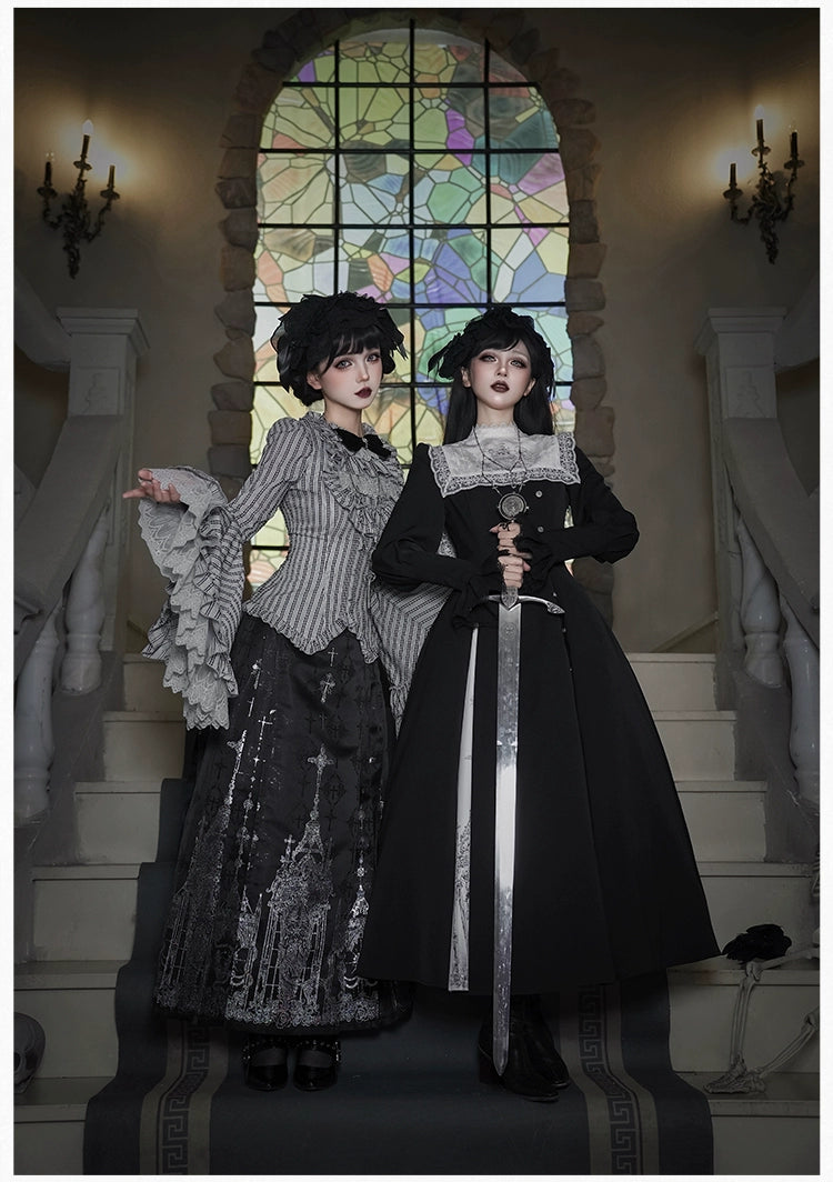 With PUJI - Letter and Poetry · Raven's Night Song - Oriental Aesthetics Gothic Lolita Dress Set
