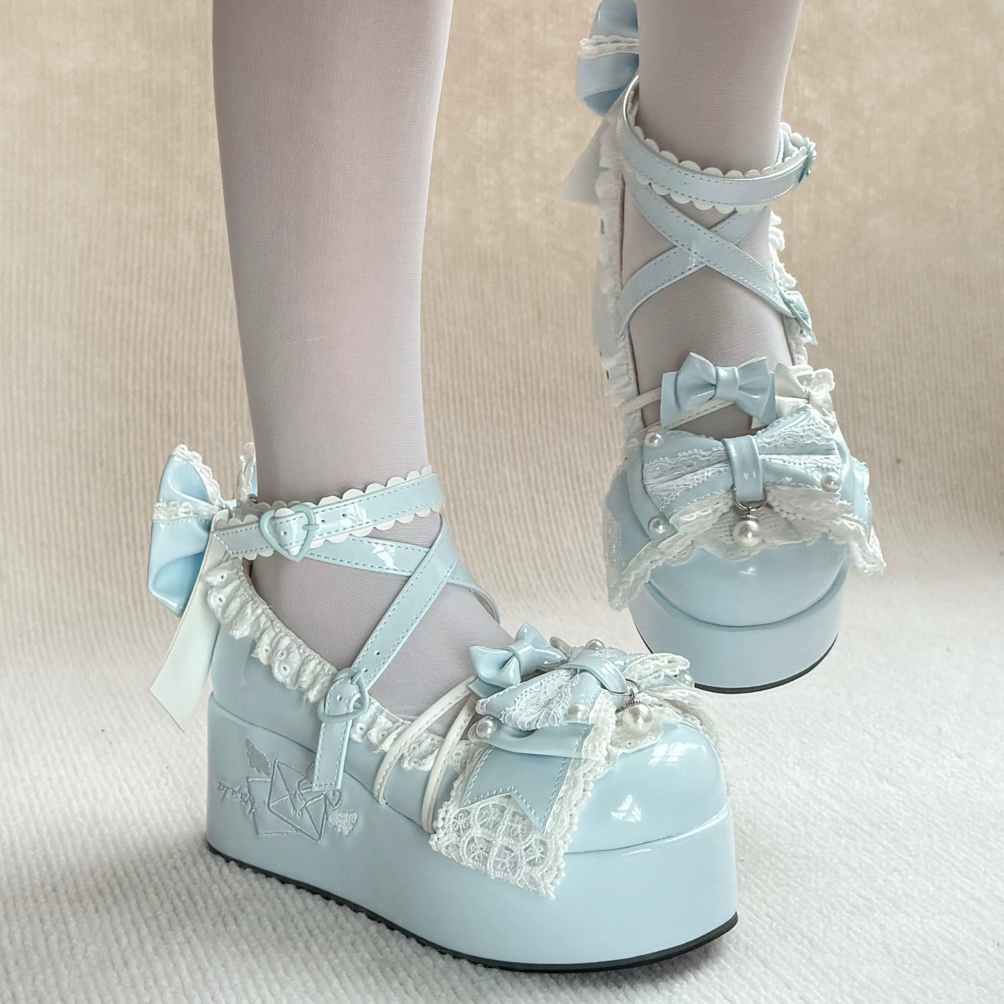 Sweet Dream Letter - Sweet Lolita High Platform Shoes, Embroidery & Bows