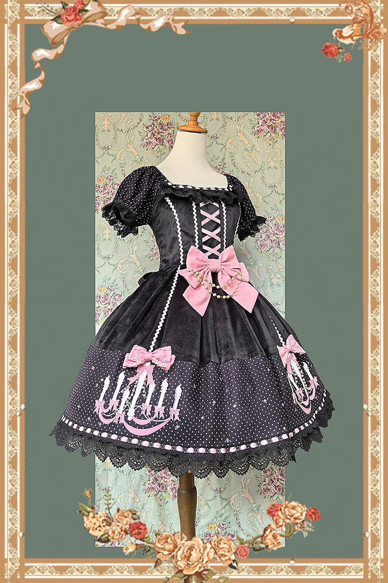 Chandelier - Old School Lolita Dress, Polka Dot, Chandelier Print 44388:806730