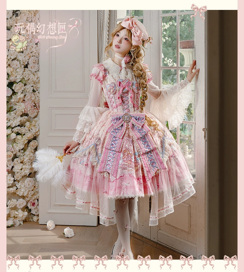 YingLuoFu - Doll Fantasy Box - Sweet Lolita JSK Dress & Tulle Blouse Set 44261:801474