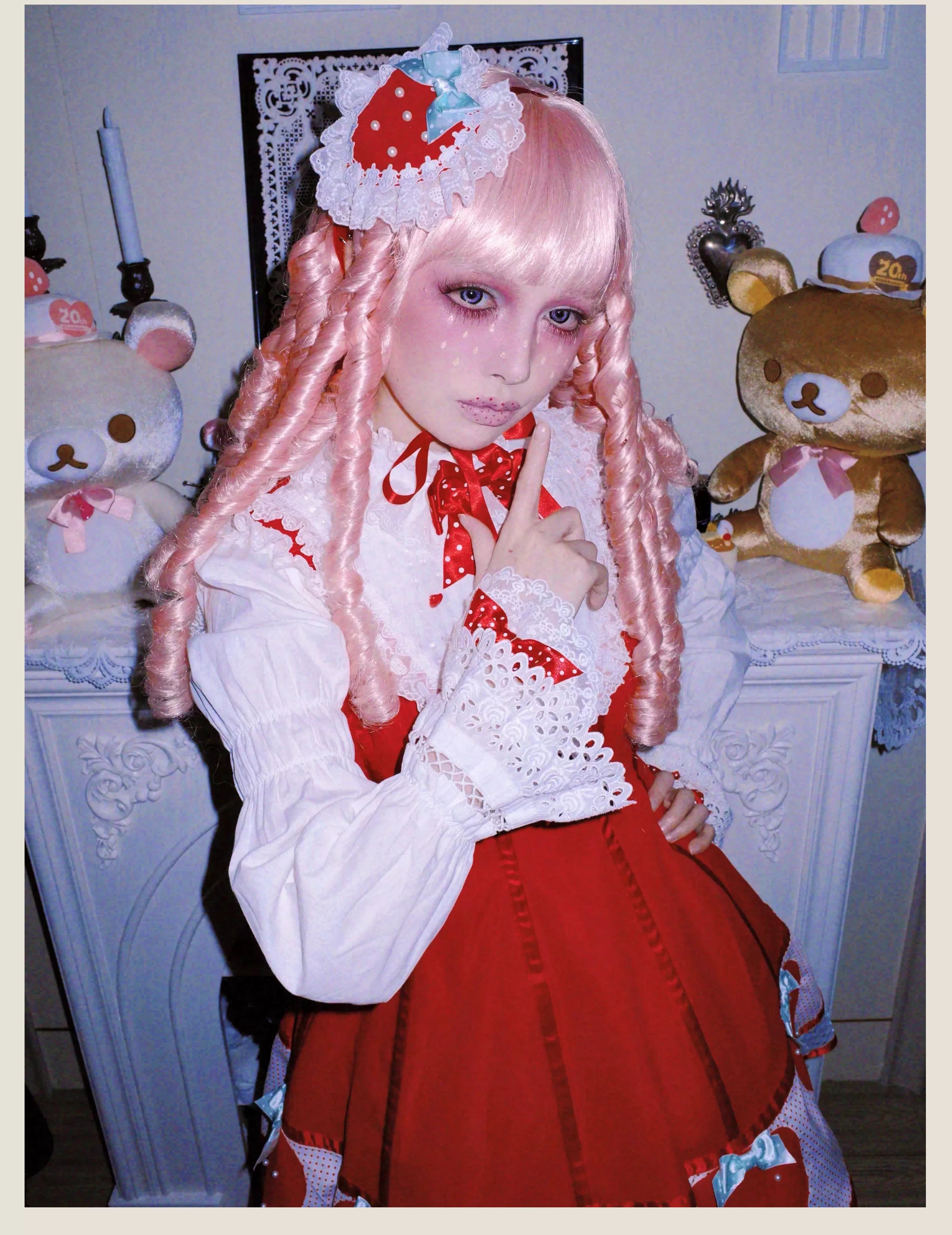 The Weird Strawberry Lady - Old School Lolita JSK, Hand-Studded Strawberry 45165:837764