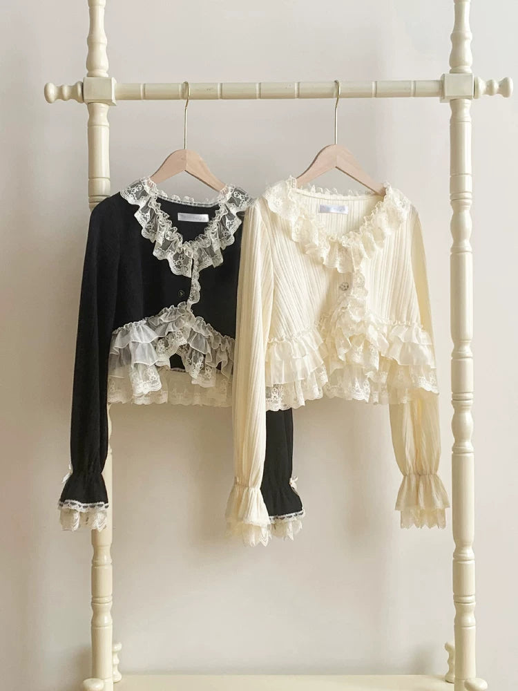 Bloom Period - Elegant Lolita Bolero, Layered Lace Ruffles 44623:817271