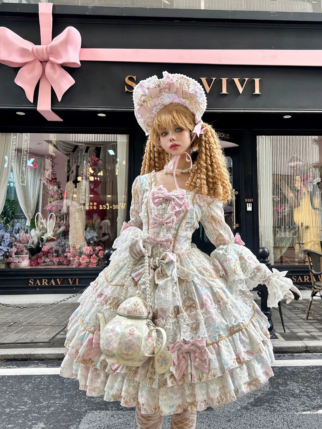 Hanguliang - Candlelight Sonata - Sweet Lolita Long Sleeve OP, Tiered Ruffles 43988:790893