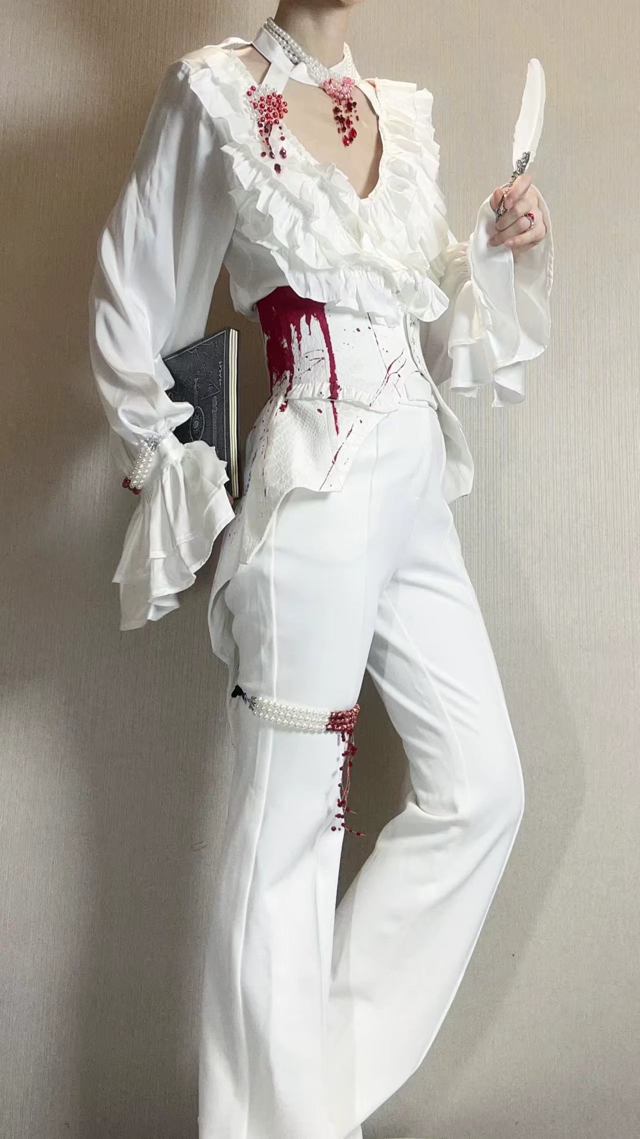 Blue Moon Bone Erosion - Gothic Lolita Waist Cincher, Bat Wing Hem 44453:809550