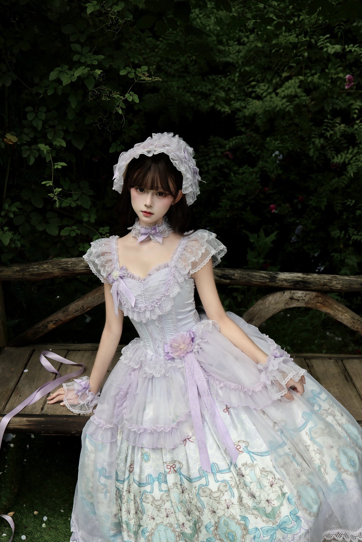 Lily Narrative - Classic Lolita JSK Dress Set, Lily Floral Print 46095:874897