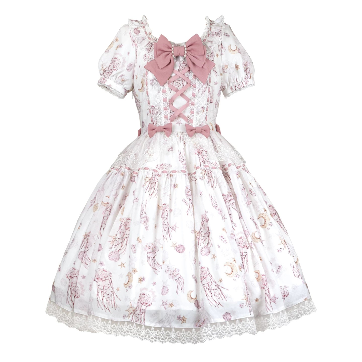 Starry Jellyfish - Printed Classic Lolita JSK Dress, Short Sleeve OP (L M S) 45153:836776