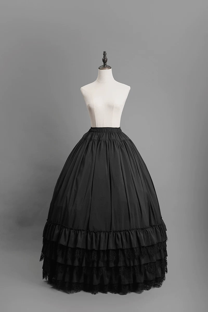 Long Gothic Lolita Skirt, Tiered Hem