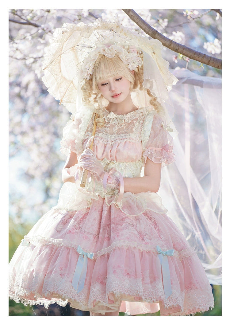 Spireme Cat - Wedding in Dream - Pink Sweet Lolita OP Dress, Detachable Corset