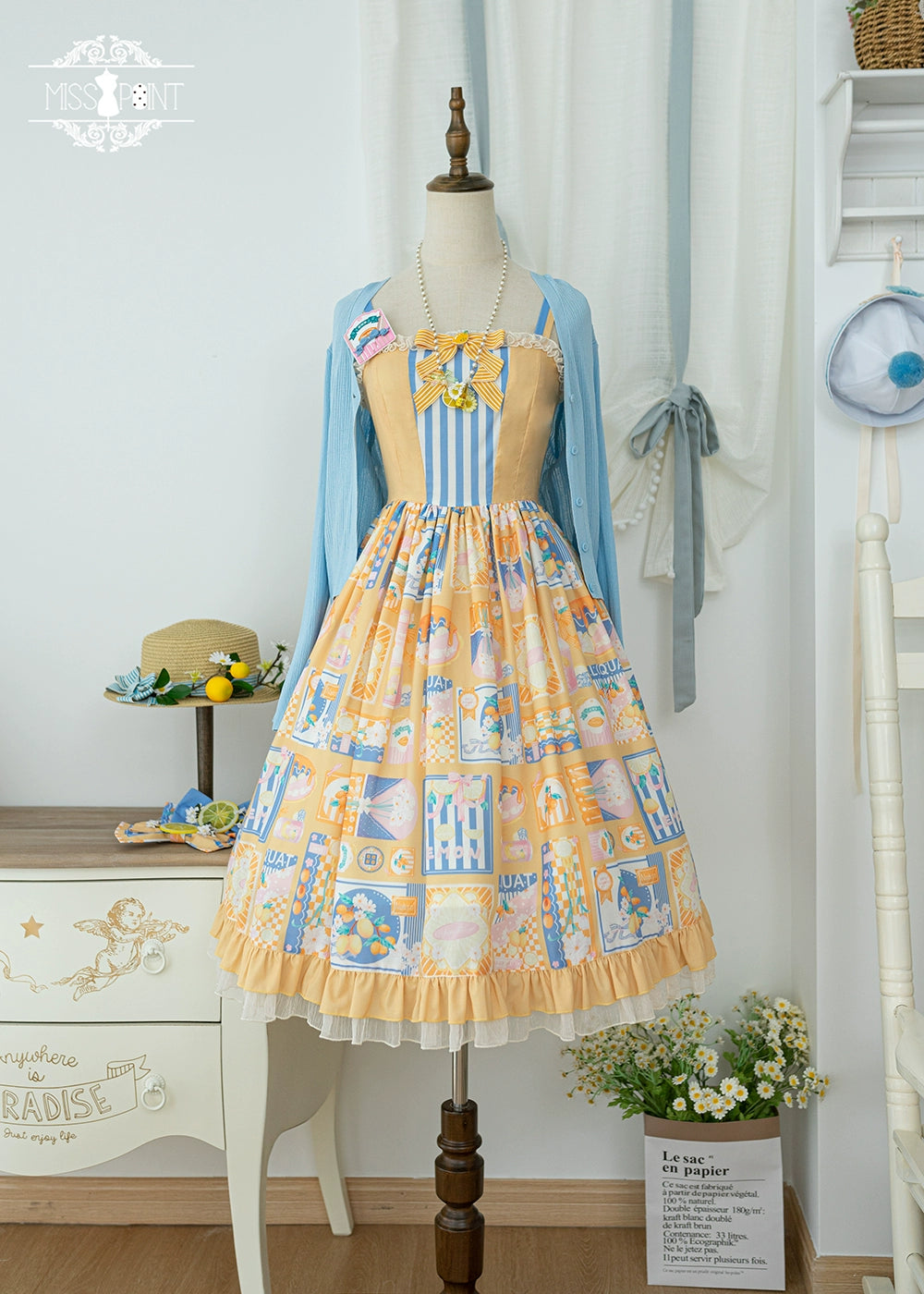 Miss Point~Daisy Lemon~Daily Lolita Lemon Print JSK Customized 21502:310608