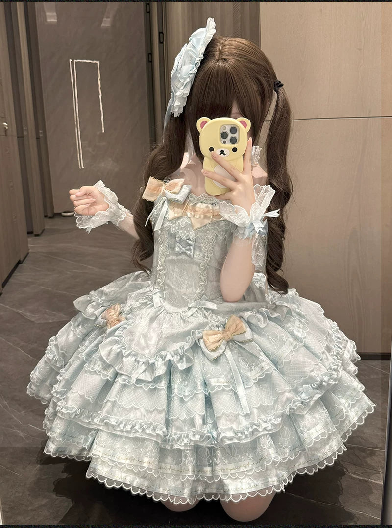 Luminous Whisper - Sweet Lolita Princess Jumper Dress, Layered Hem