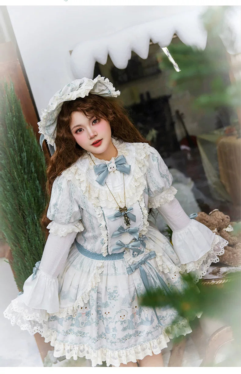 Showa Doll Garden - Elegant Plus size Lolita Dress, Bunny & Lamb Print 44534:812072