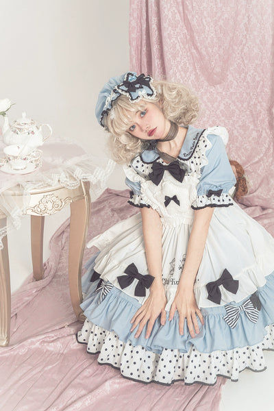 Vcastle~Sweet Lolita Splicing Sleeve OP Dot Print   