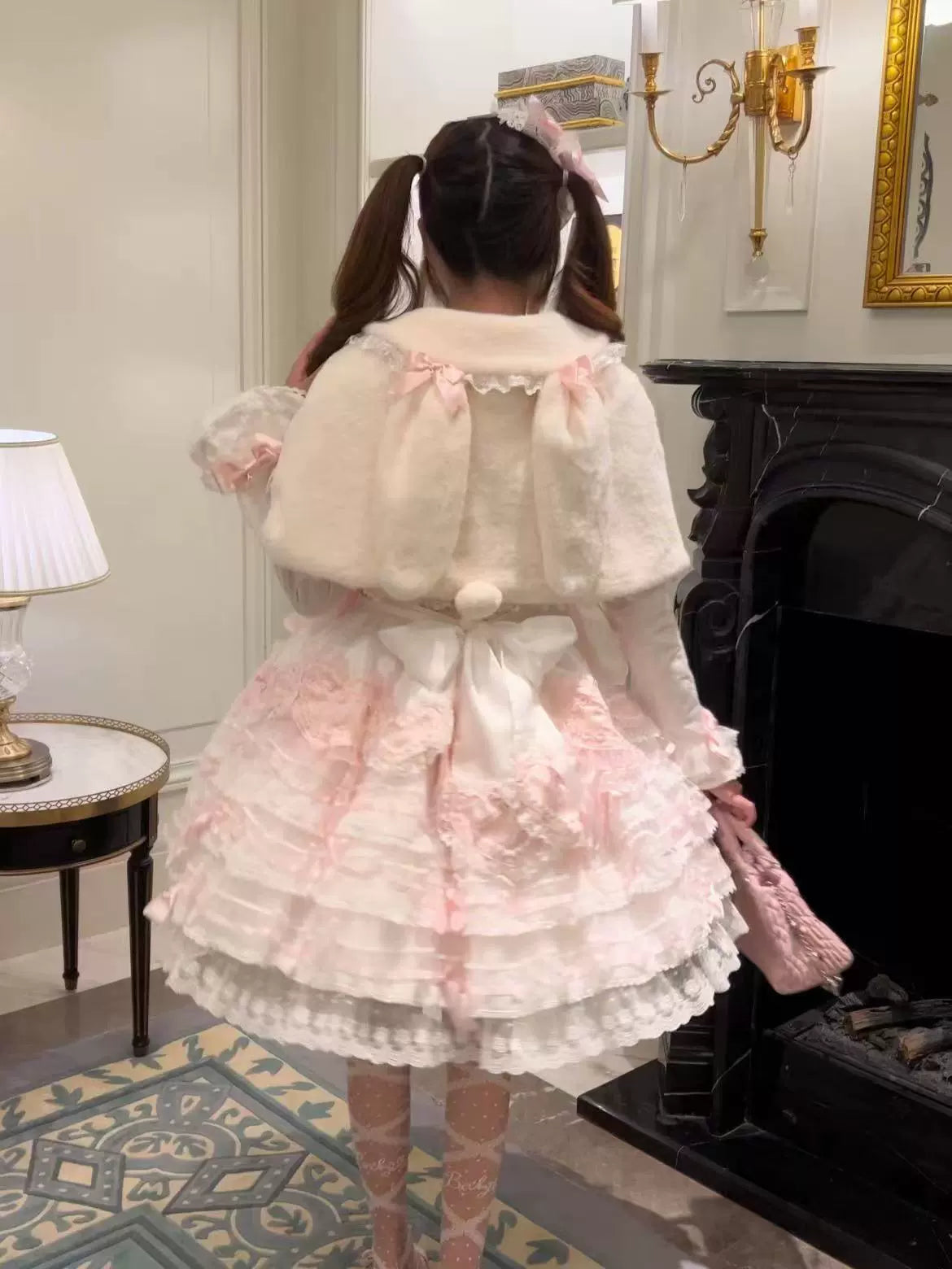 The Seventh Doll - Old School Lolita Cape Bunny Plush Short Coat