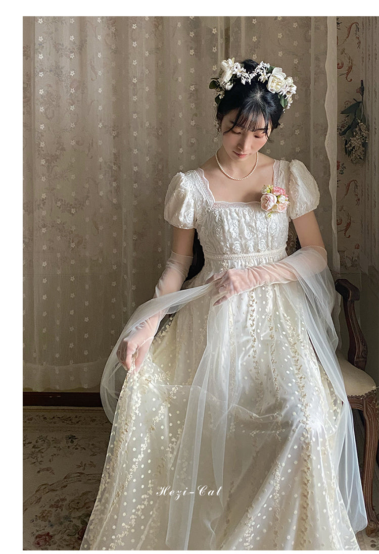 Hezi's Cat Haven~Mist Rose~Plus Size Lolita Empire Waist OP Dress 42268:734353