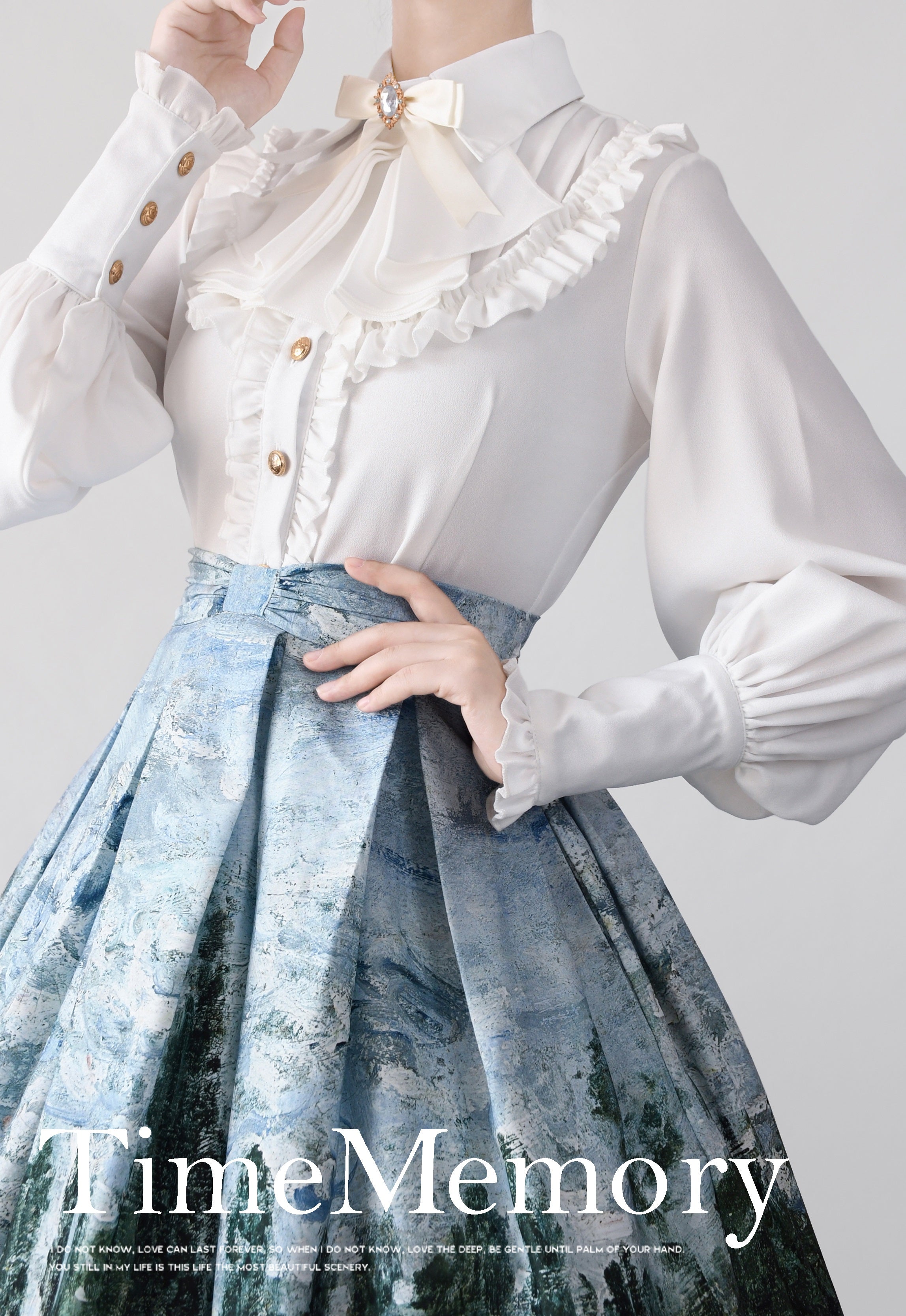 Time Memory - Elegant Lolita Slim Fit Mutton Sleeve Blouse (M S) 16422:216322