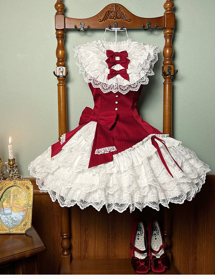 Alice Girl~Arrogant Miss~Sweet Lolita Jumper Dress with Tiered Lace Dress 41484:699494