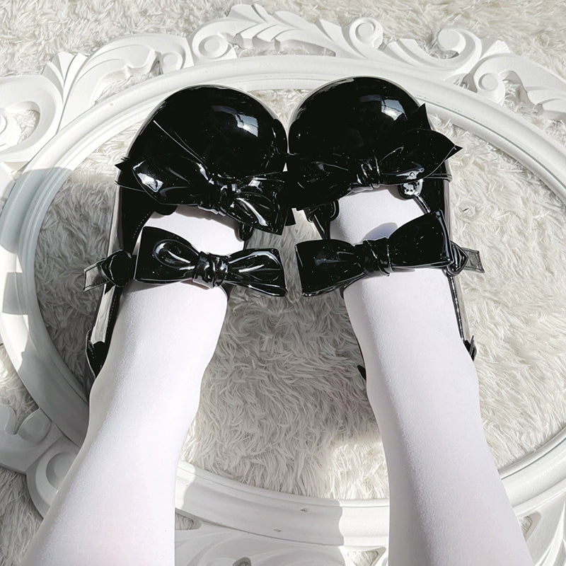 Beauty Bunny~Kawaii Lolita Shoes Low Heels Round Toe PU Shoes 34 Black (34 35 36 37 38 39 40 / Black) 36074:509072