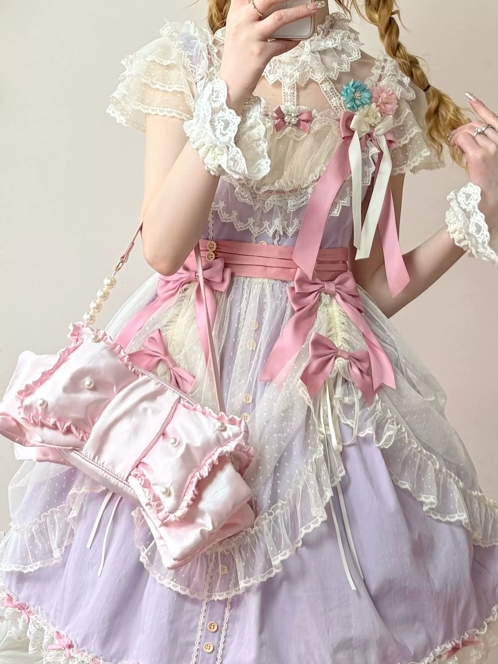Uncle's Workshop - Fluttering Cherry Spring Strings - Cotton Sweet Lolita JSK Dress 42196:776711
