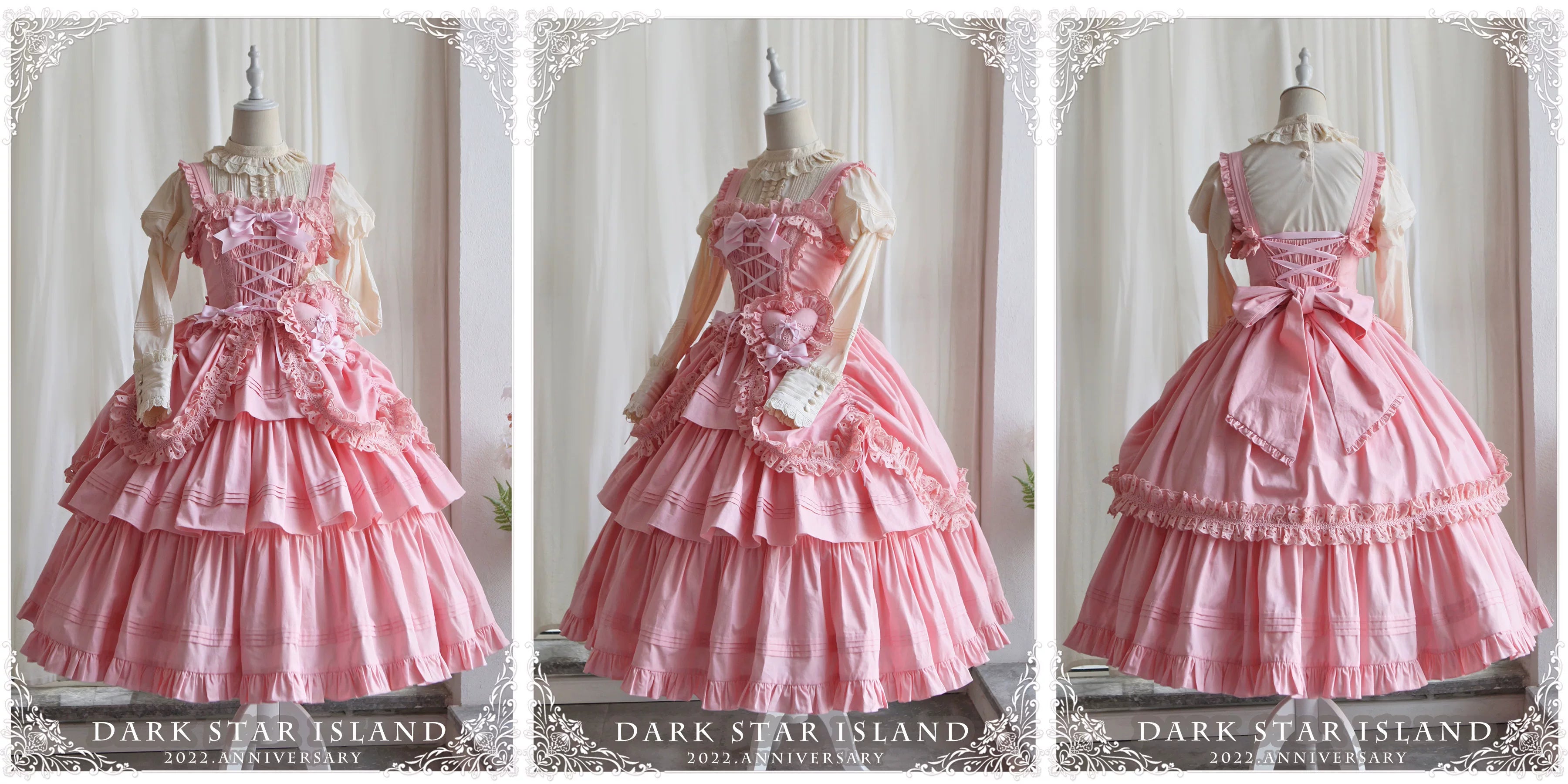 Cotton Gothic Lolita Long JSK, Drawn-up Hem
