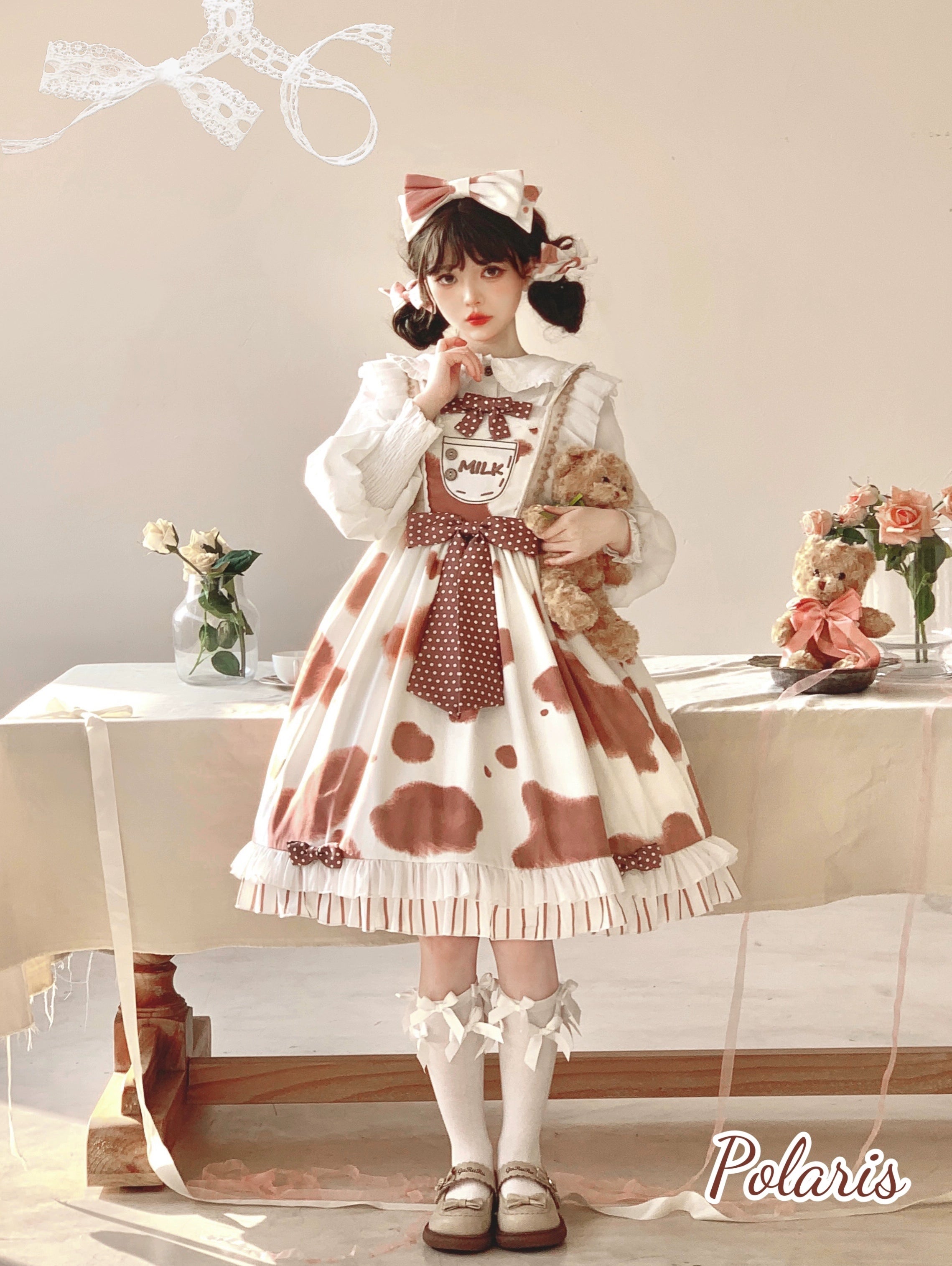 Polaris Lolita - Milky Dango - Cow Spot Kawaii Lolita JSK, Side Pockets (L M S) 44304:803768