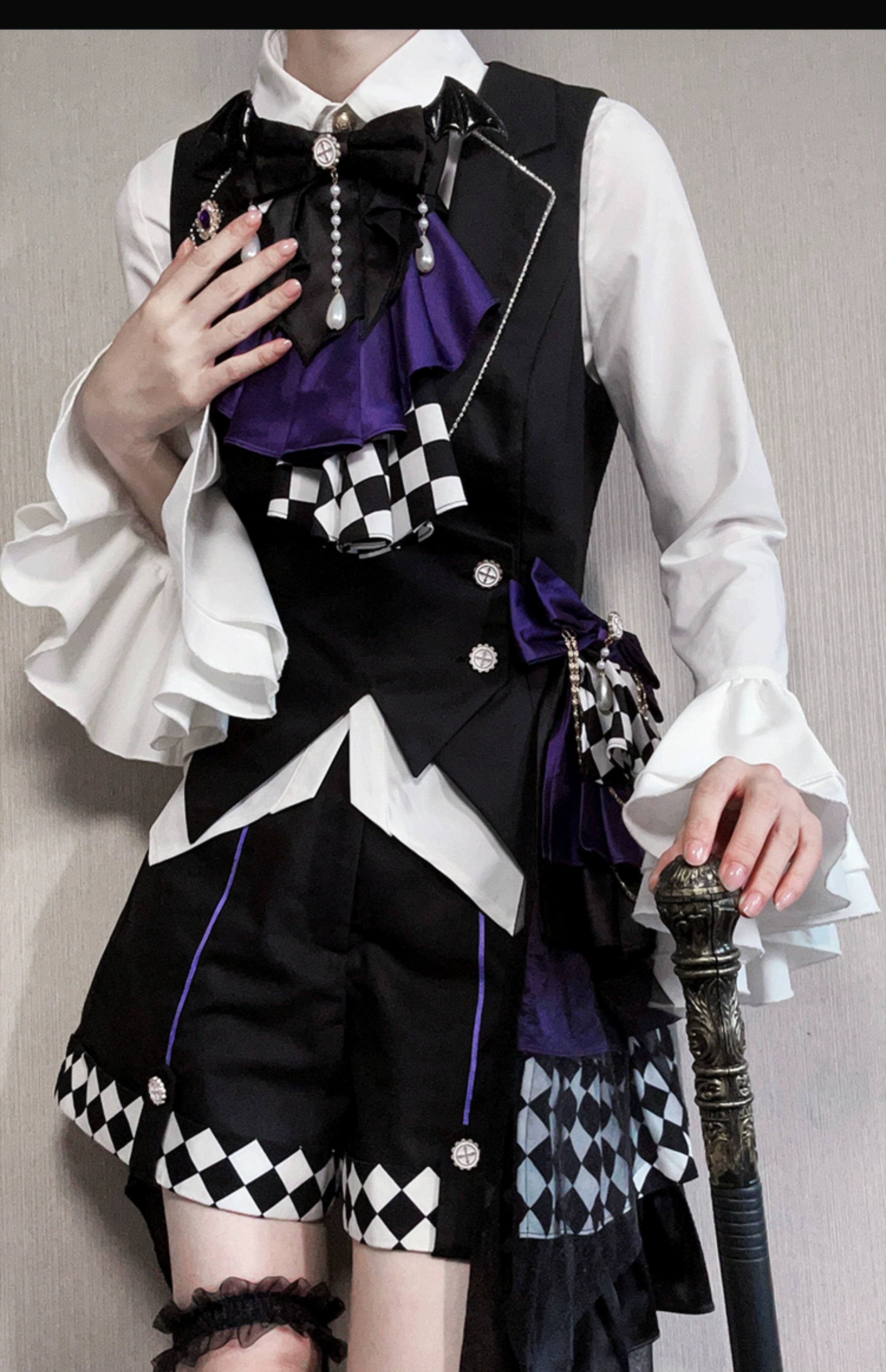 Forest Fluorescent Carps - The Judge's Game - Black Ouji Lolita Shorts Suit Prince Long Sleeved Shirt