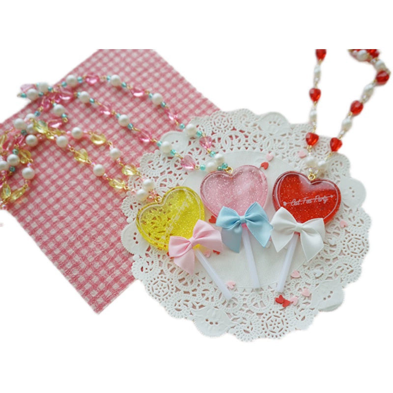Cat Tea Party~Sweet Lolita Necklace Heart-Shaped Lollipop Necklace 36948:548786