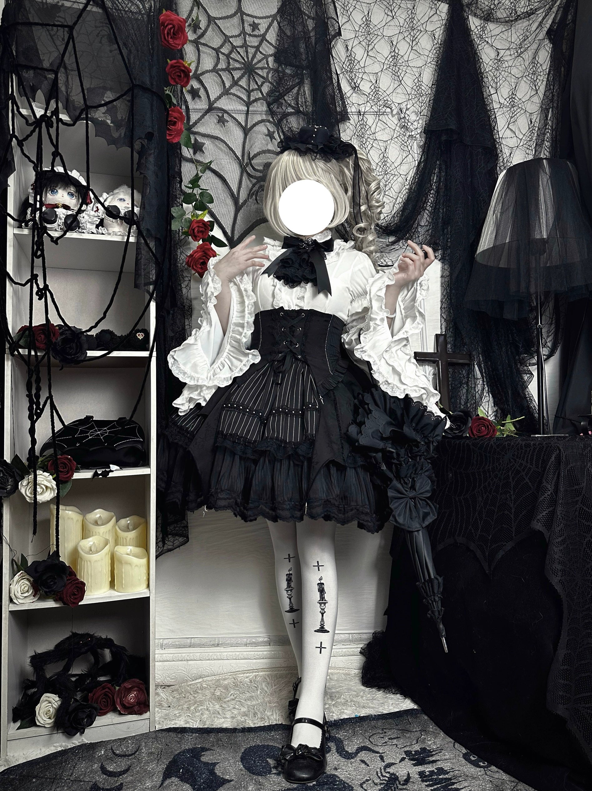 Twilight Song - Trace Bone - Black Gothic Lolita SK & Waist Cincher 43719:784301