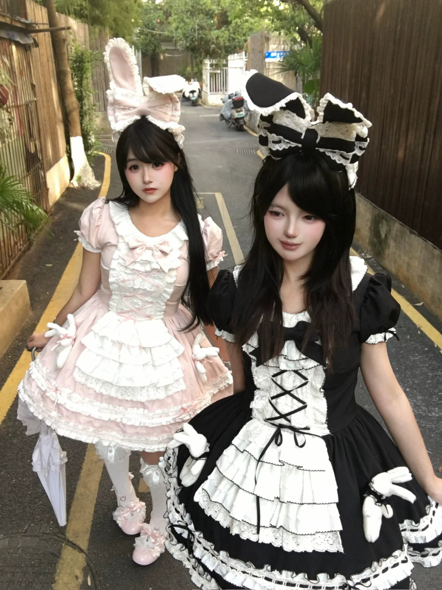 Coco Bunny - Cotton Old School Lolita OP Dress, Bunny Decoration 45380:845407