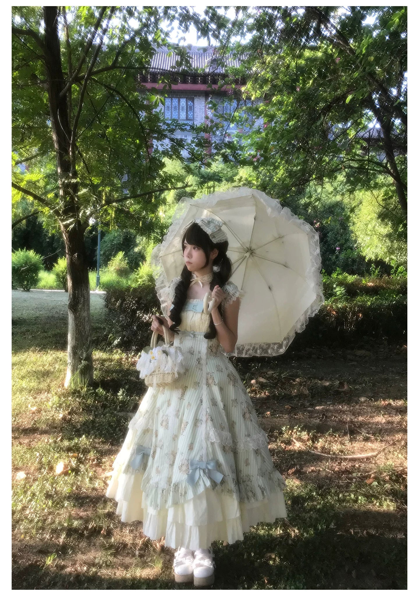 Meeting Austen - Cotton Classic Lolita Rose Printed OP Dress 45736:860029