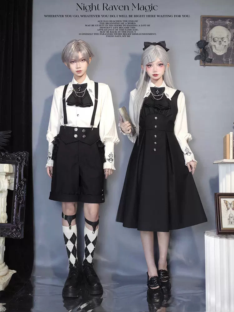 CastleToo - Night Raven Magic - Ouji Lolita Dress Set, Suspender Shorts & Cape 38930:605626
