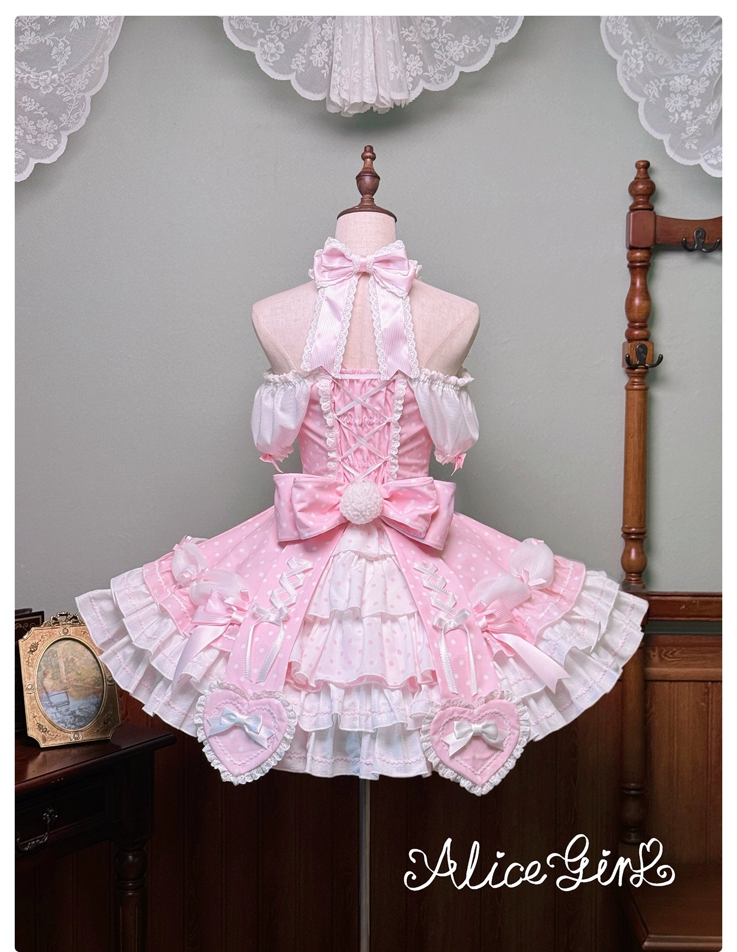 Alice Girl - Old School Polka Dots - Halter Neck Sweet Lolita OP Dress 43701:783547