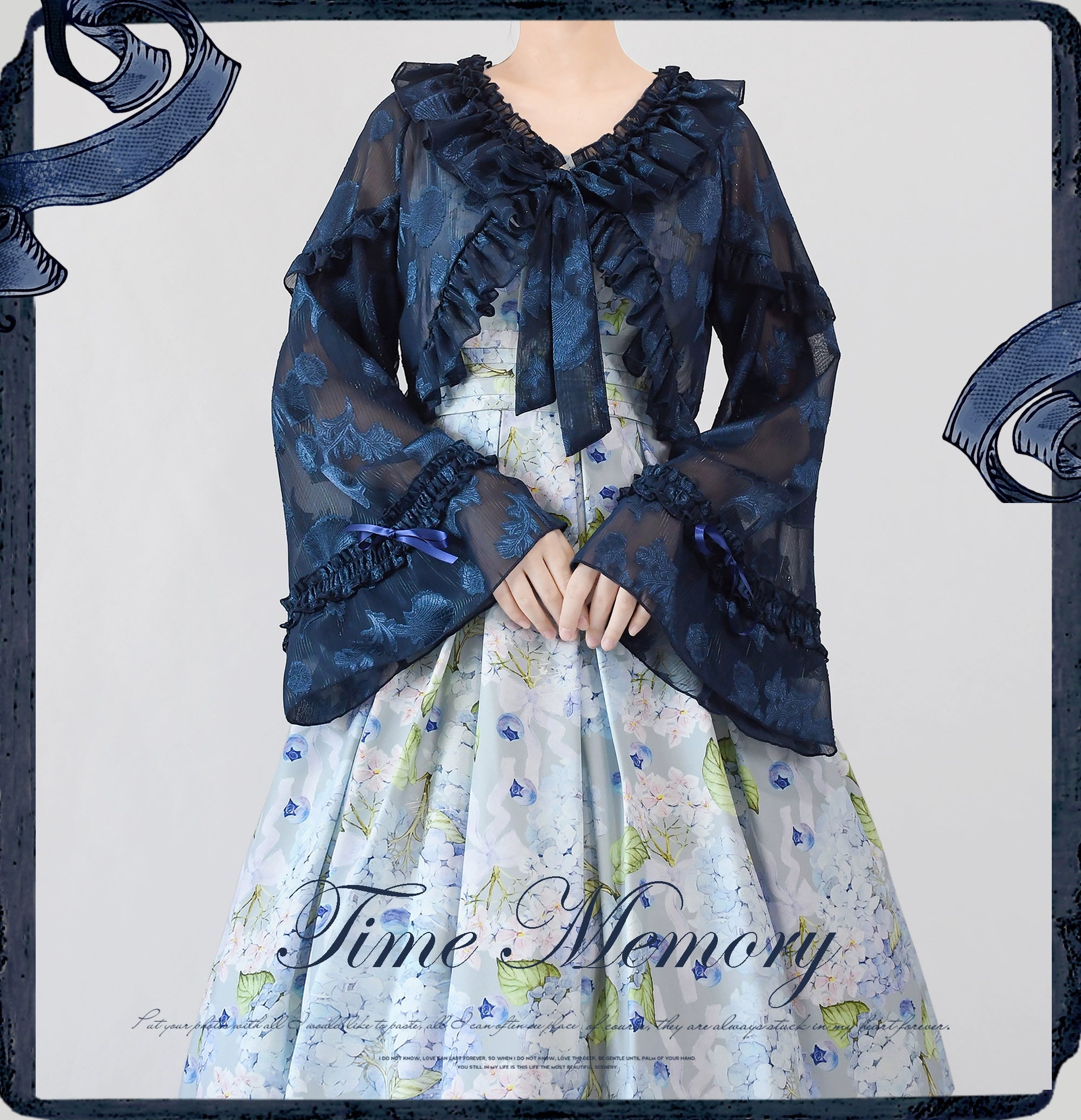 Time Memory~Xianbei~Sweet Lolita Chiffon Lantern Sleeve Cardigan with Bow 34598:463022