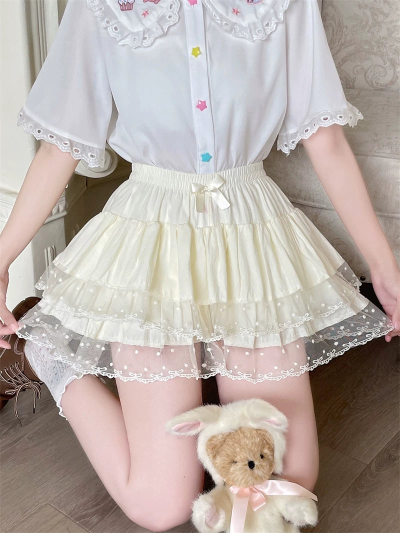 Sweet Lolita Cotton Bloomers, Lace Polka Dot Hem