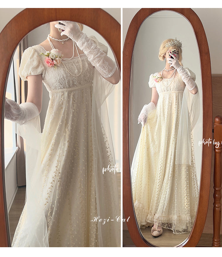 Hezi's Cat Haven~Mist Rose~Plus Size Lolita Empire Waist OP Dress (2XL 3XL 4XL L M S XL) 42268:734366