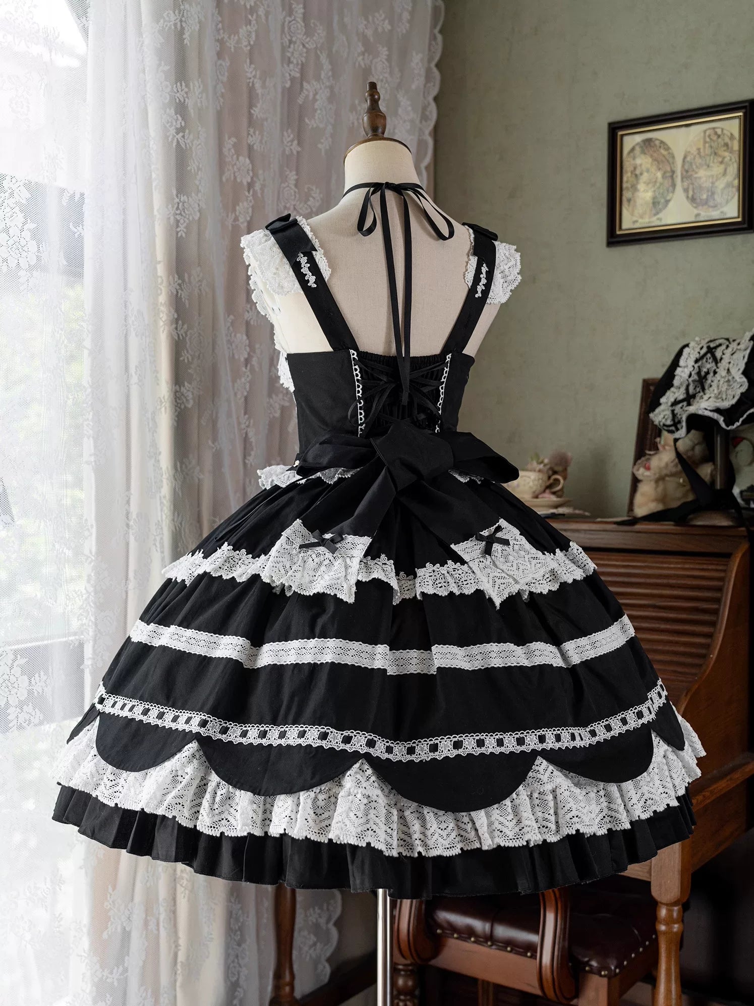 Cream Petal - Cotton Old School Lolita JSK, Layered Tiered Hem 44538:812485