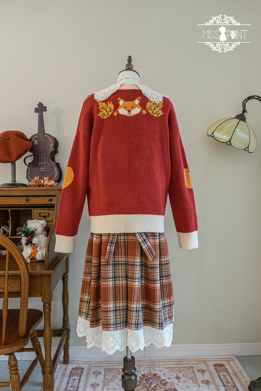Miss Point - Fat Fox in the Forest - Kawaii Lolita Sweater Customized Winter Lolita Couple Outfit 37102:550942
