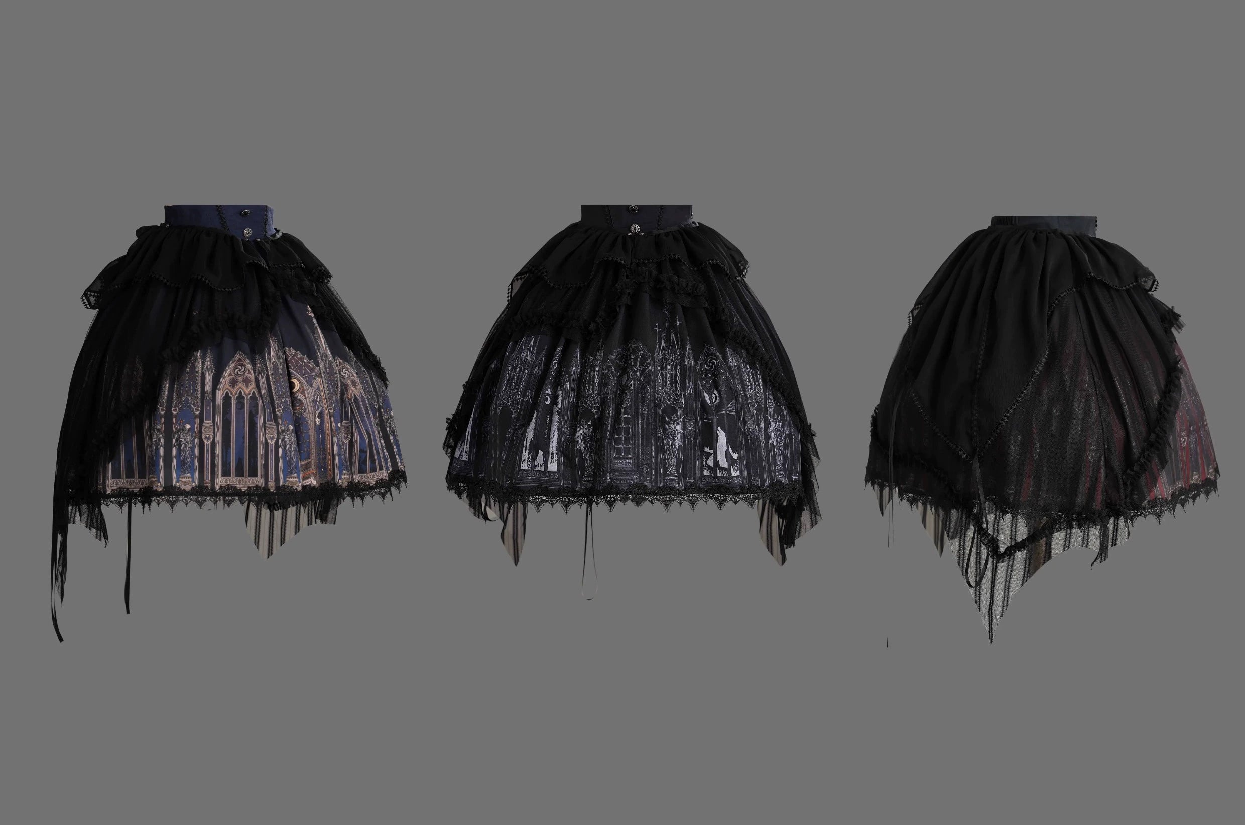 Wuyuzhe - Wolf Hunter - Gothic Lolita SK Set Halter Overskirt Cape Vest S Short Skirt Covering gauze