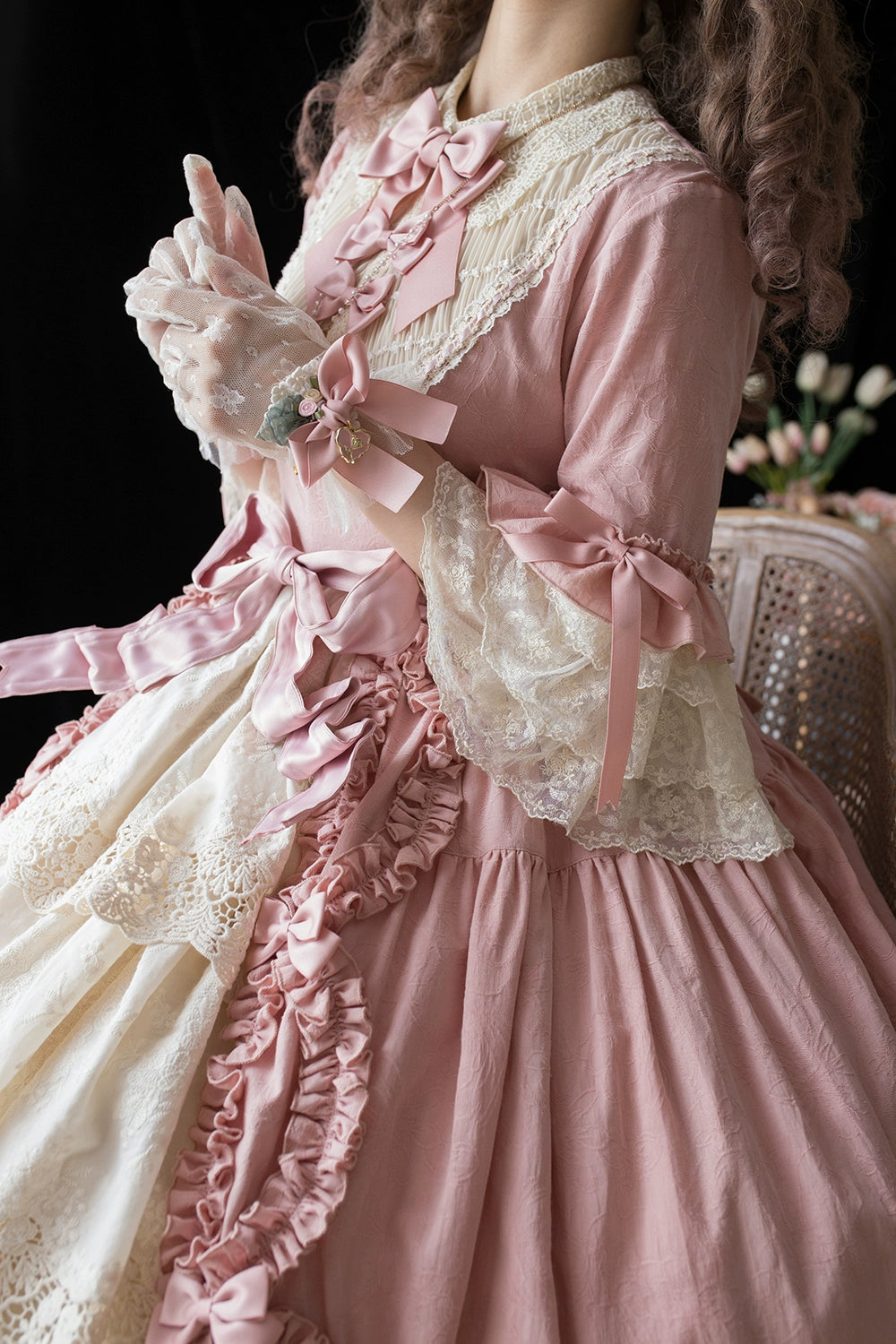 Miss Point~Lilyka Garden~Classic Lolita OP Dress Set Elegant Floral Wall Princess Sleeve 38832:606384