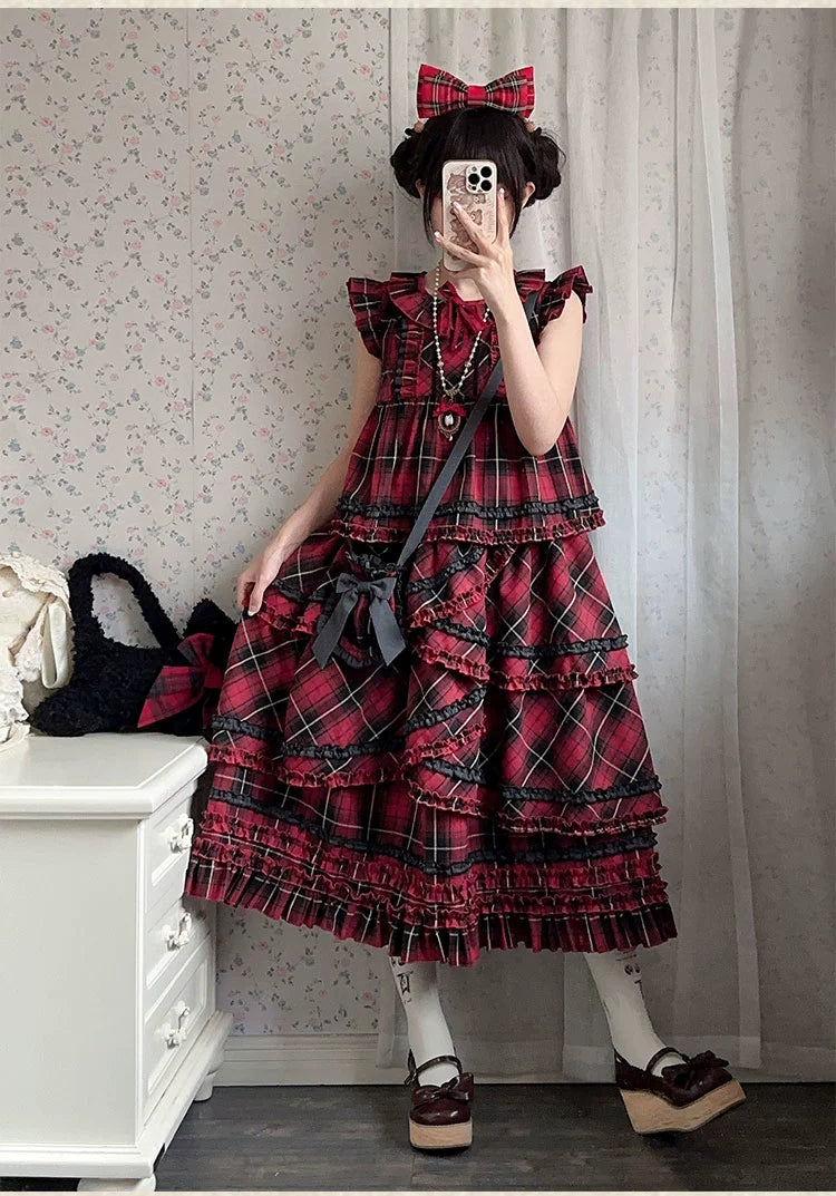 Honey Machine - Scotch Accordion - A-Line Plaid Daily Lolita JSK, Short Coat 44302:803286