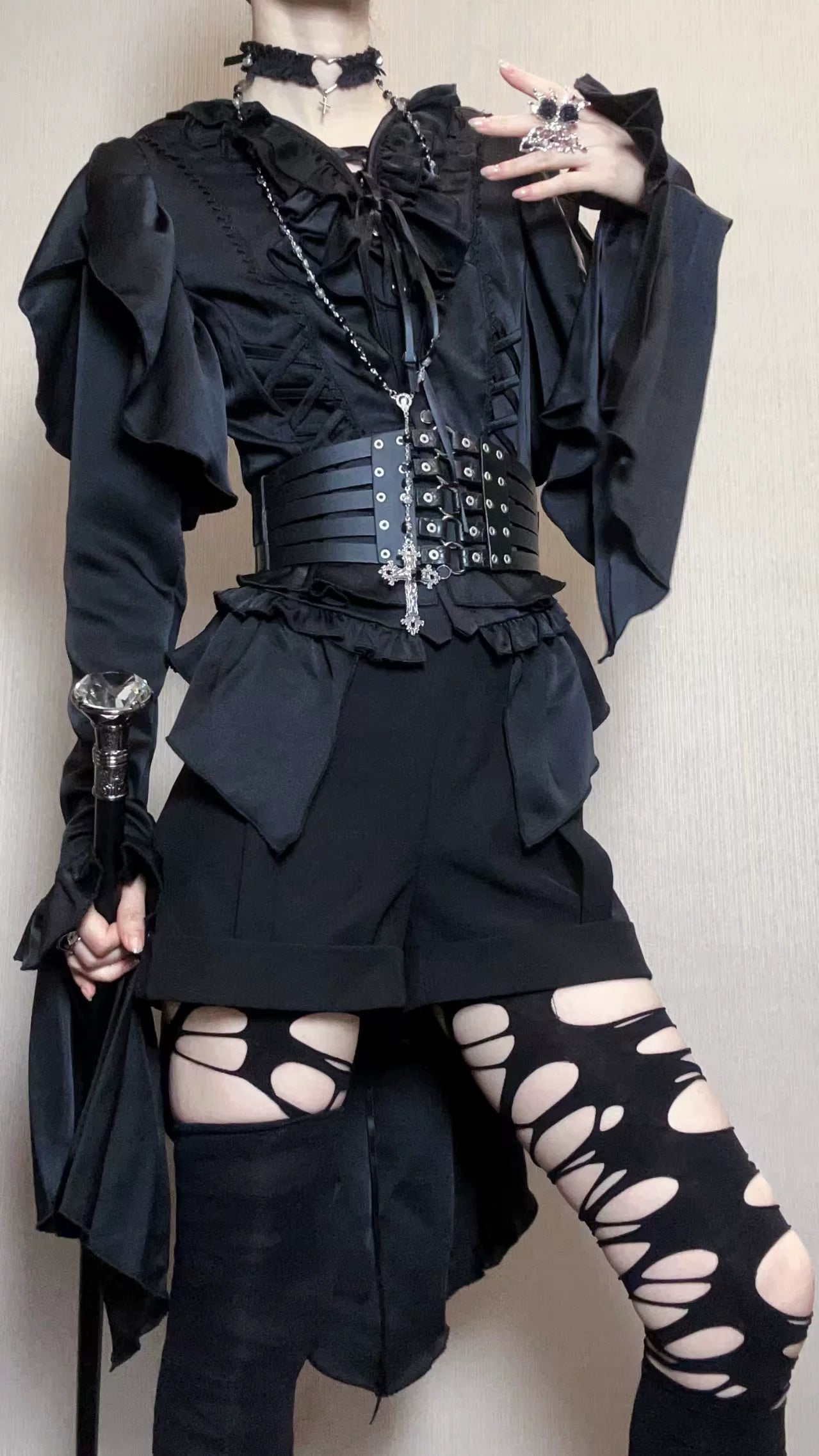 Abyssal Echo - Mermaid Inspired Ouji Lolita Shirt & Side Zipper SK Dress 44434:809299