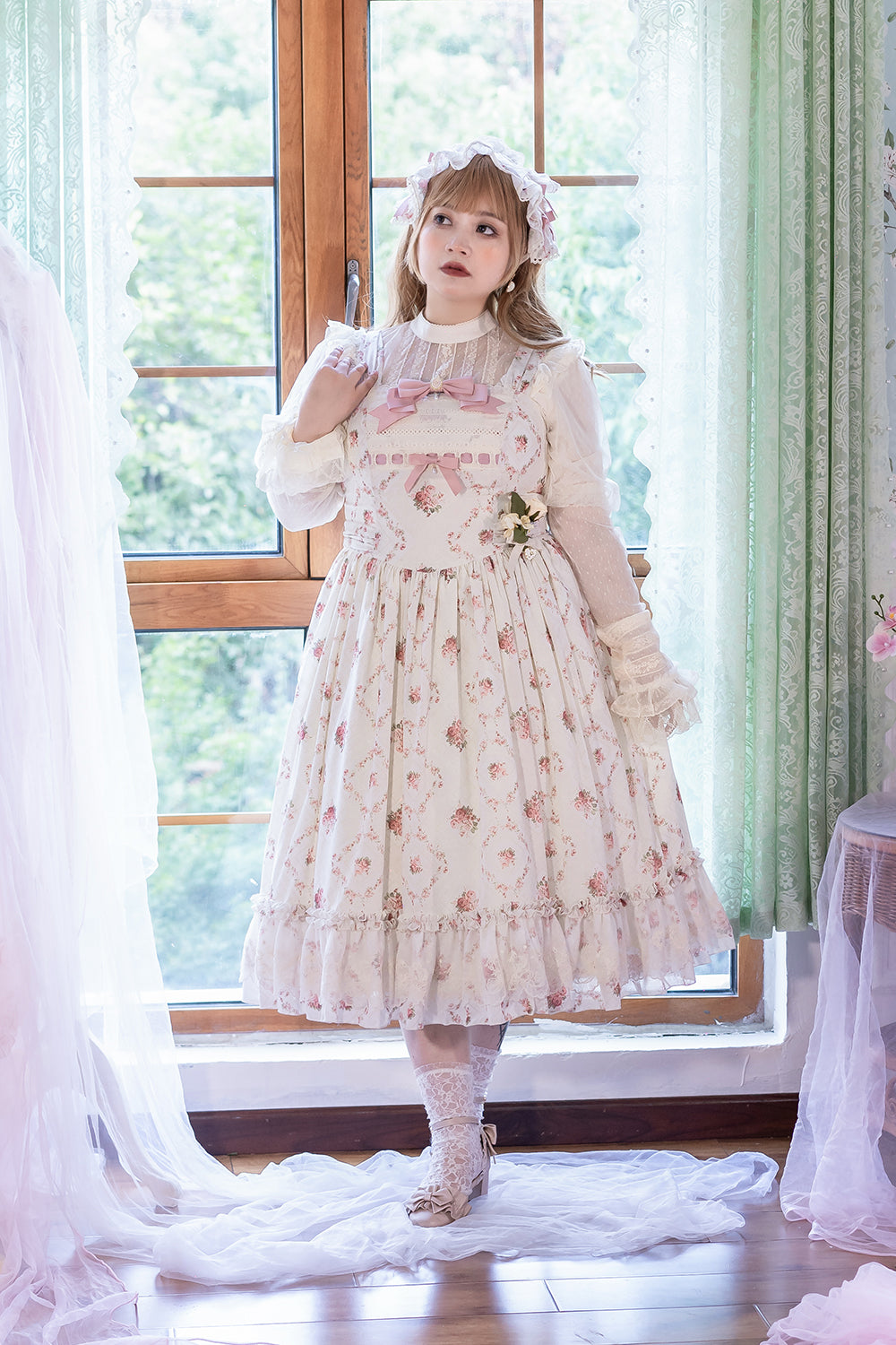 Miss Point~Customized Wood Rose 2.0 Elegant Vintage Jumper Dress 21392:302620