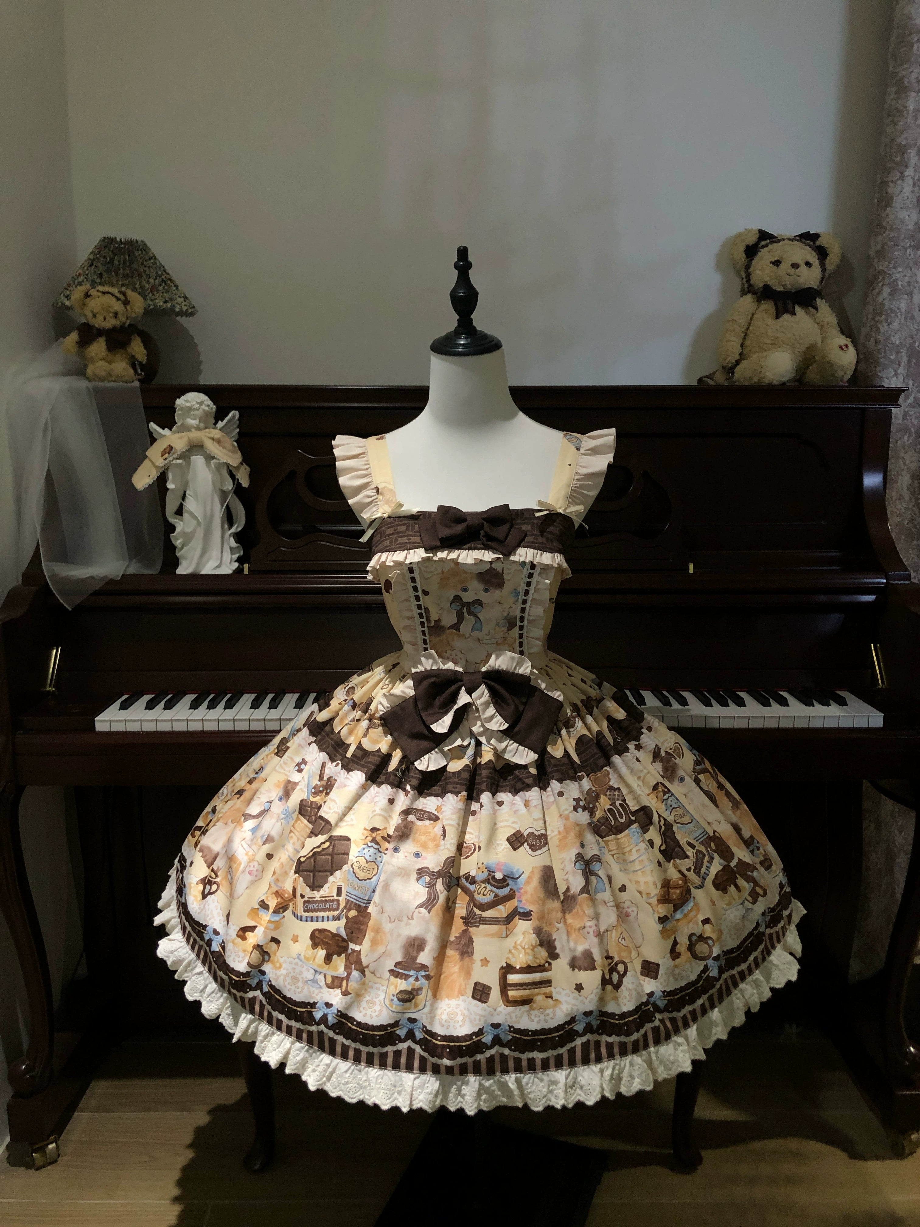 Honey Chocolate - Printed Kawaii Lolita JSK Dress Yellow JSK Only S