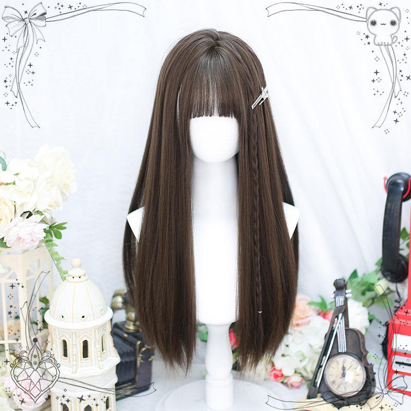 Dalao - Natural Lolita Wig Gentle Long Curly Hair 2083 Cold Brown